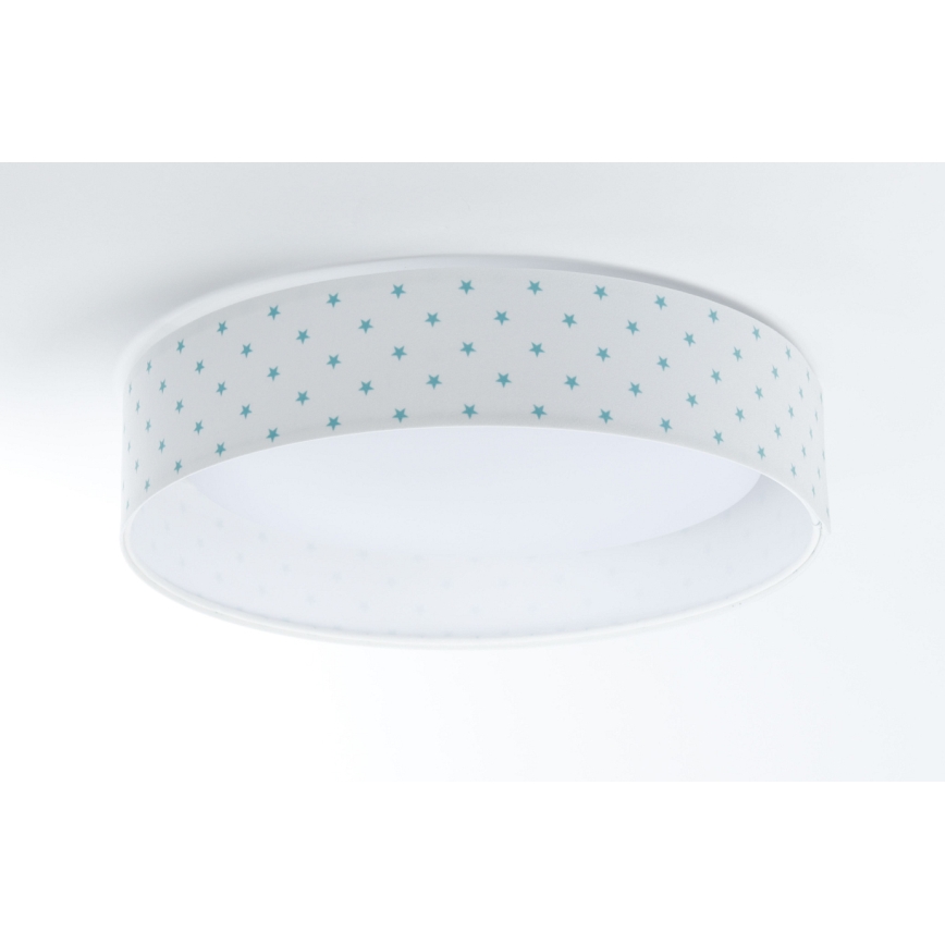LED Lasten kattovalaisin GALAXY KIDS LED/24W/230V tähdet valkoinen/turkoosi
