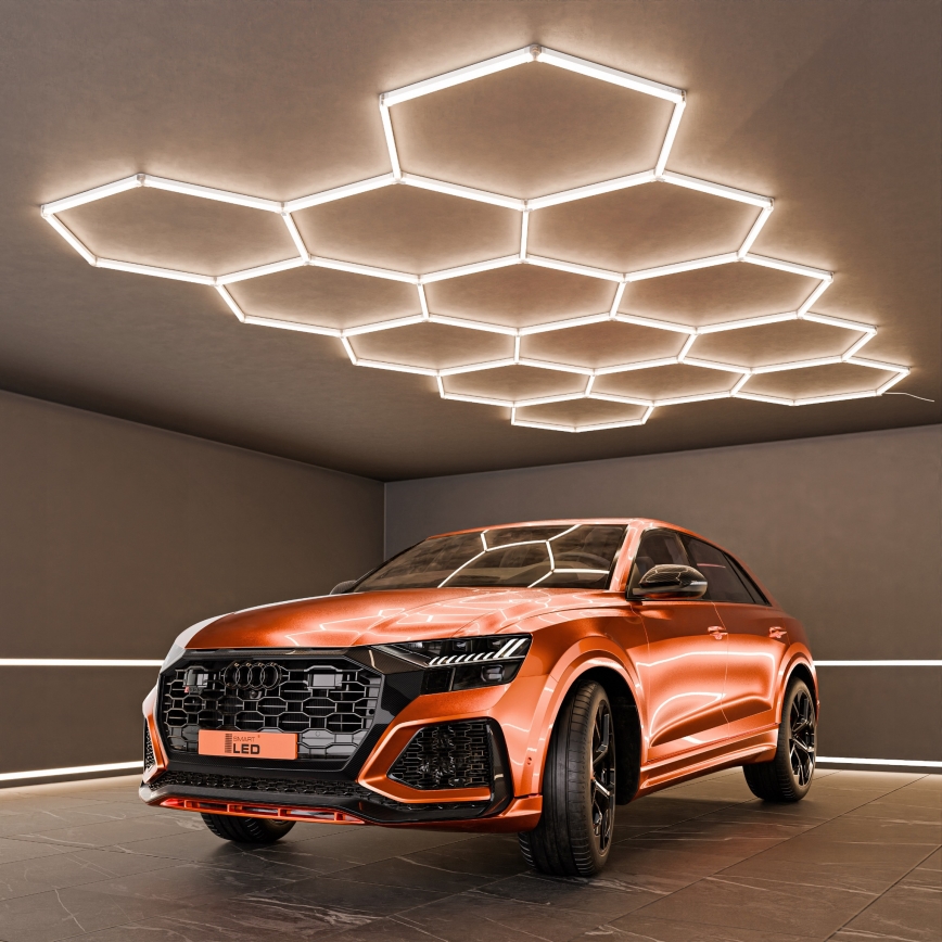 LED-kattovalaisin HEXAGON LED/456W/85-265V 4000K 522x298 cm Ra 90 IP54 valkoinen