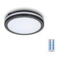 LED-kattovalaisin kylpyhuoneeseen anturilla LED/12W/230V 3000/4000/6500K IP65 halkaisija 20 cm musta + kauko-ohjaus