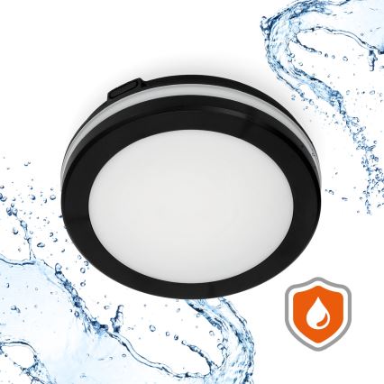 LED-kattovalaisin kylpyhuoneeseen anturilla LED/12W/230V 3000/4000/6500K IP65 halkaisija 20 cm musta + kauko-ohjaus
