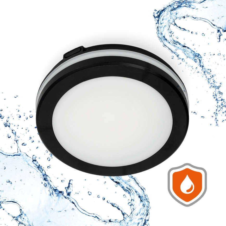 LED-kattovalaisin kylpyhuoneeseen anturilla LED/12W/230V 3000/4000/6500K IP65 halkaisija 20 cm musta + kauko-ohjaus