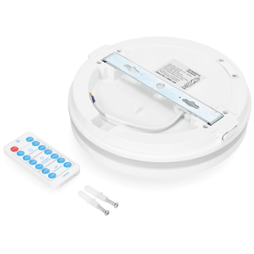 LED-kattovalaisin kylpyhuoneeseen anturilla LED/12W/230V 3000/4000/6500K IP65 halkaisija 20 cm valkoinen + kauko-ohjaus
