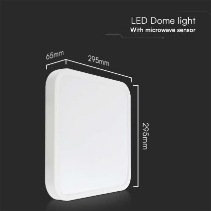LED-kattovalaisin kylpyhuoneeseen anturilla LED/18W/230V 4000K IP44 valkoinen + kauko-ohjaus