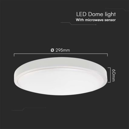 LED-kattovalaisin kylpyhuoneeseen anturilla LED/18W/230V 6500K IP44 valkoinen + kauko-ohjaus