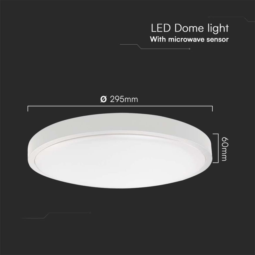 LED-kattovalaisin kylpyhuoneeseen anturilla LED/18W/230V 6500K IP44 valkoinen + kauko-ohjaus