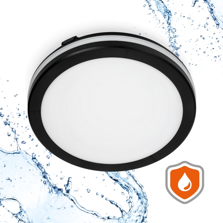 LED-kattovalaisin kylpyhuoneeseen anturilla LED/18W/230V 3000/4000/6500K IP65 halkaisija 30 cm musta + kauko-ohjaus