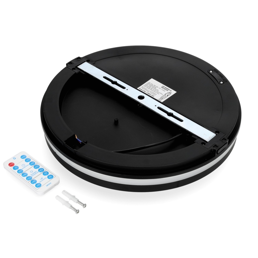 LED-kattovalaisin kylpyhuoneeseen anturilla LED/18W/230V 3000/4000/6500K IP65 halkaisija 30 cm musta + kauko-ohjaus