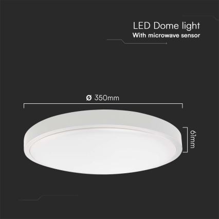 LED-kattovalaisin kylpyhuoneeseen anturilla LED/24W/230V 3000K IP44 valkoinen + kauko-ohjaus