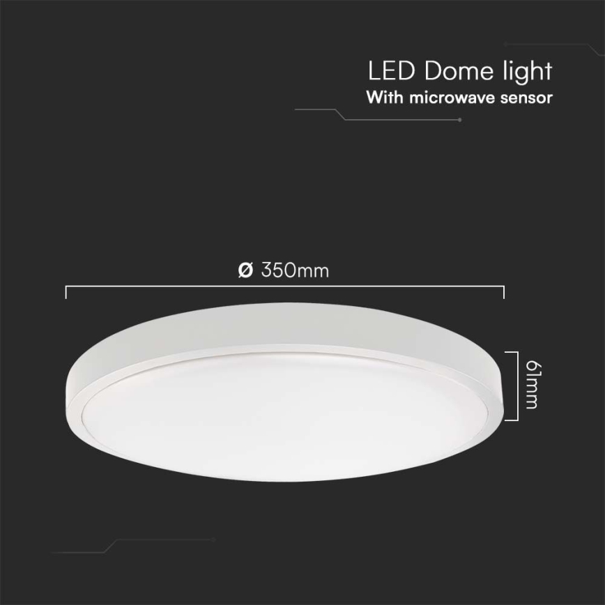 LED-kattovalaisin kylpyhuoneeseen anturilla LED/24W/230V 3000K IP44 valkoinen + kauko-ohjaus