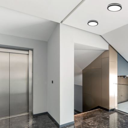 LED-kattovalaisin kylpyhuoneeseen anturilla LED/24W/230V 3000/4000/6500K IP65 halkaisija 30 cm musta + kauko-ohjaus