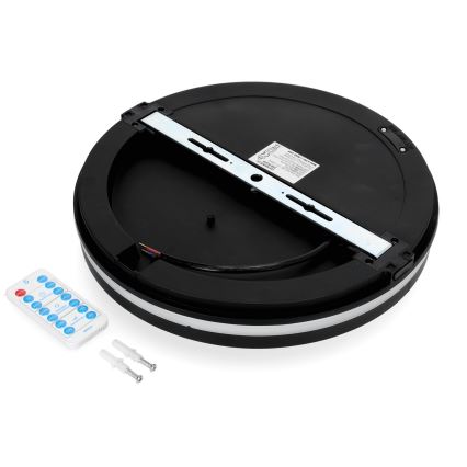 LED-kattovalaisin kylpyhuoneeseen anturilla LED/24W/230V 3000/4000/6500K IP65 halkaisija 30 cm musta + kauko-ohjaus