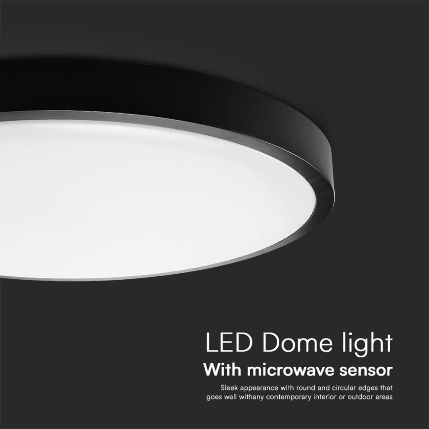 LED-kattovalaisin kylpyhuoneeseen anturilla LED/36W/230V 4000K IP44 musta + kauko-ohjaus