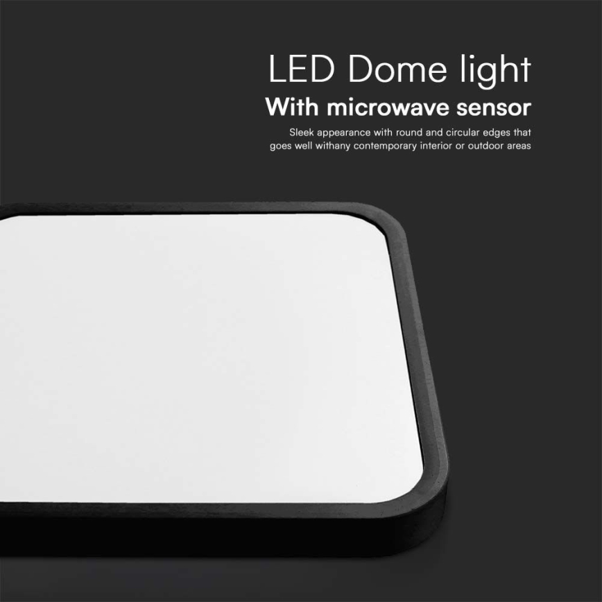 LED-kattovalaisin kylpyhuoneeseen anturilla LED/36W/230V 4000K IP44 musta + kauko-ohjaus