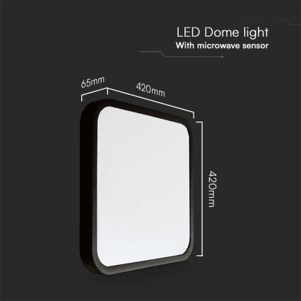 LED-kattovalaisin kylpyhuoneeseen anturilla LED/36W/230V 4000K IP44 musta + kauko-ohjaus