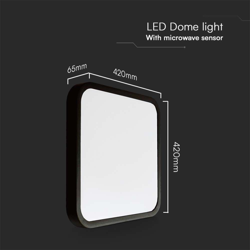 LED-kattovalaisin kylpyhuoneeseen anturilla LED/36W/230V 4000K IP44 musta + kauko-ohjaus