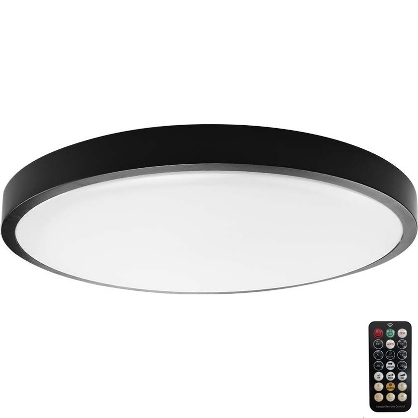 LED-kattovalaisin kylpyhuoneeseen anturilla LED/36W/230V 4000K IP44 musta + kauko-ohjaus