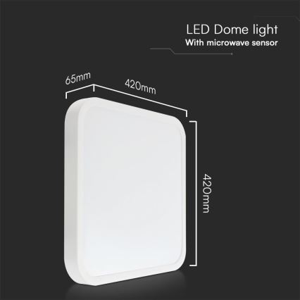 LED-kattovalaisin kylpyhuoneeseen anturilla SAMSUNG CHIP LED/36W/230V IP44 4000K 42x42 cm valkoinen + kauko-ohjaus