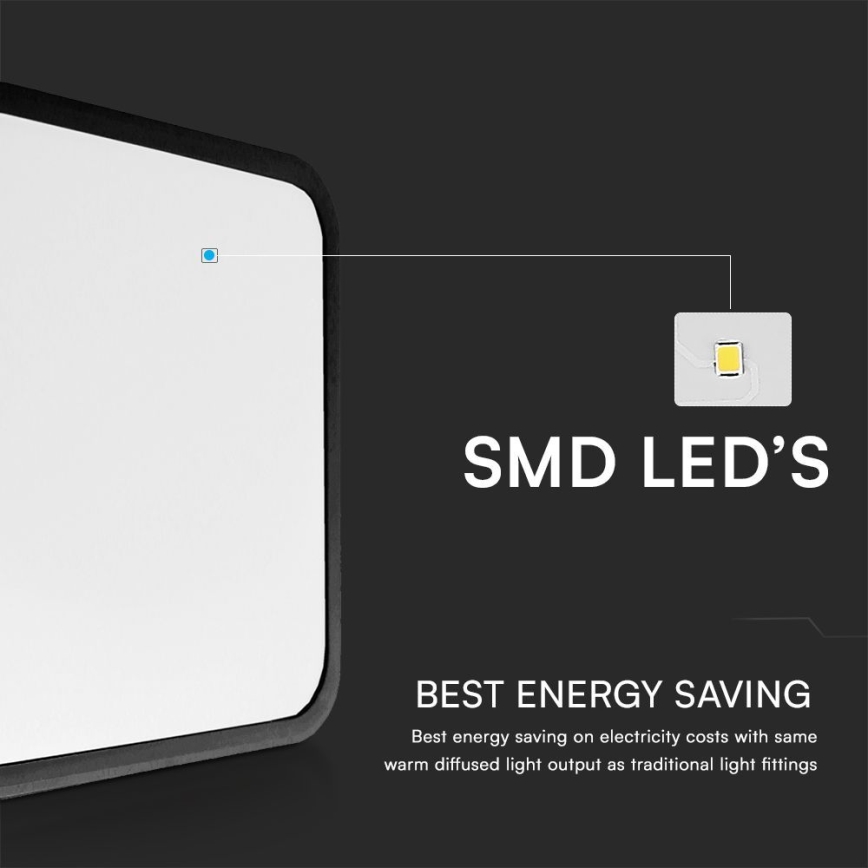 LED-kattovalaisin kylpyhuoneeseen anturilla SAMSUNG CHIP LED/36W/230V IP44 4000K 42x42 cm musta + kauko-ohjaus