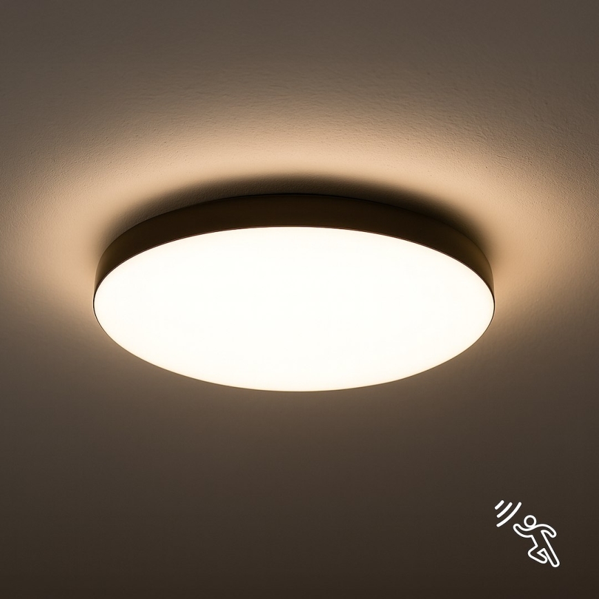LED-kattovalaisin kylpyhuoneeseen anturilla MAYA LED/13W/230V halkaisija 33 cm IP44 musta