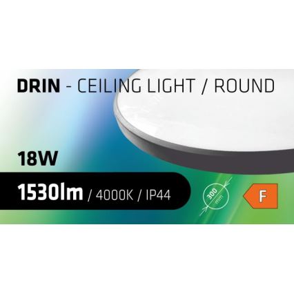 LED-kattovalaisin kylpyhuoneeseen CIRCLE LED/18W/230V 4000K halkaisija 30 cm IP44 musta