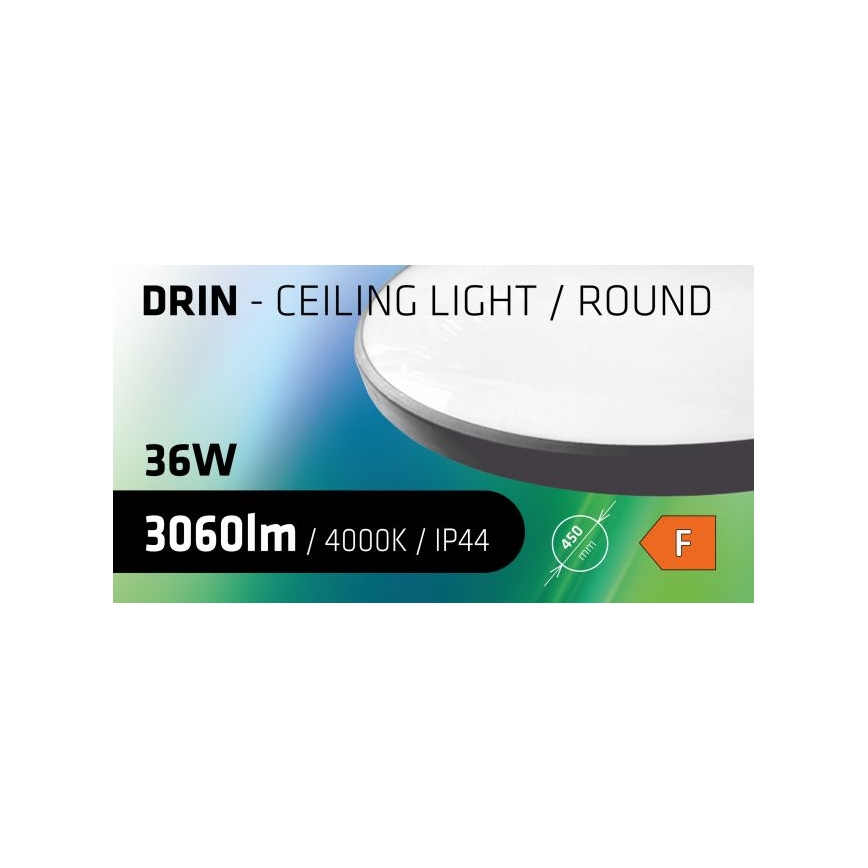 LED-kattovalaisin kylpyhuoneeseen CIRCLE LED/36W/230V 4000K halkaisija 45 cm IP44 musta