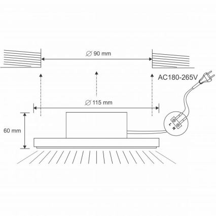 LED-kattovalaisin kylpyhuoneeseen LED/10W/230V 4000K hopea IP44