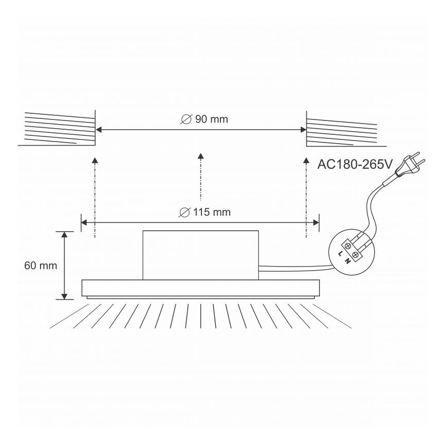 LED-kattovalaisin kylpyhuoneeseen LED/10W/230V 4000K hopea IP44
