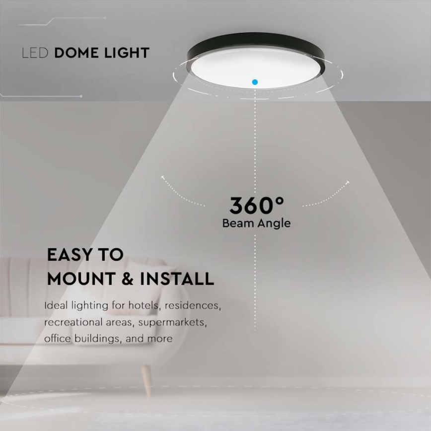 LED-kattovalaisin kylpyhuoneeseen LED/18W/230V 4000K IP44 musta
