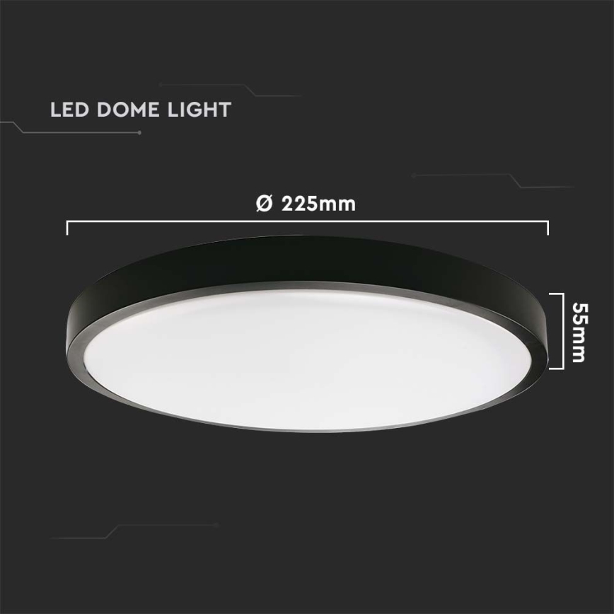 LED-kattovalaisin kylpyhuoneeseen LED/18W/230V 4000K IP44 musta