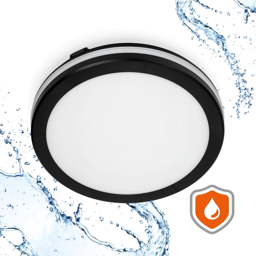 LED-kattovalaisin kylpyhuoneeseen LED/18W/230V 3000/4000/6500K IP65 halkaisija 30 cm musta