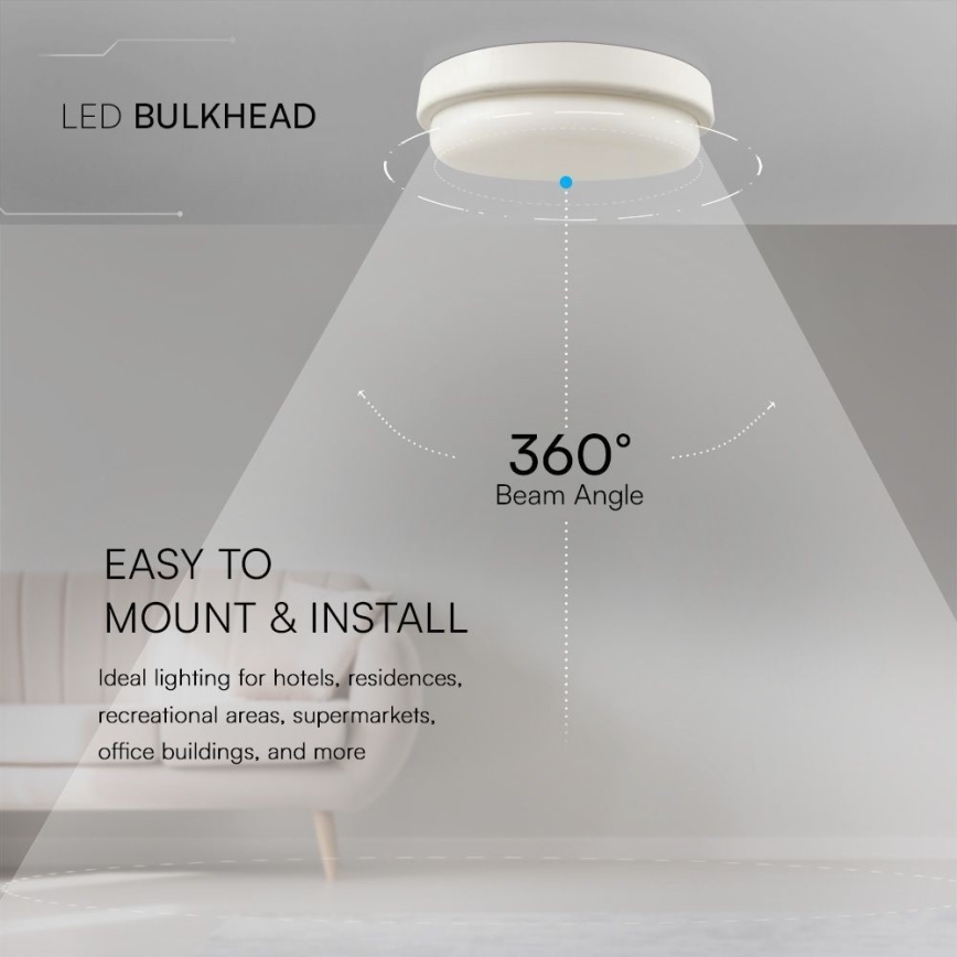LED-kattovalaisin kylpyhuoneeseen LED/24W/230V 4000K IP54 halkaisija 24 cm