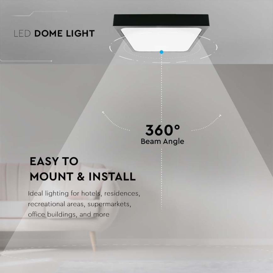 LED-kattovalaisin kylpyhuoneeseen LED/24W/230V 6500K IP44 musta