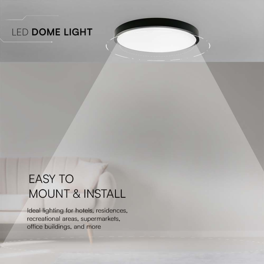 LED-kattovalaisin kylpyhuoneeseen LED/36W/230V 6500K IP44 musta