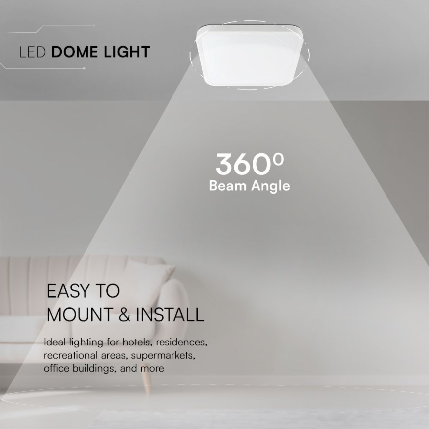 LED-kattovalaisin kylpyhuoneeseen SAMSUNG CHIP LED/48W/230V IP44 6500K 42x42 cm valkoinen
