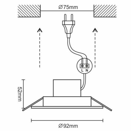 LED-kattovalaisin kylpyhuoneeseen LED/7W/230V 3000K hopea IP44
