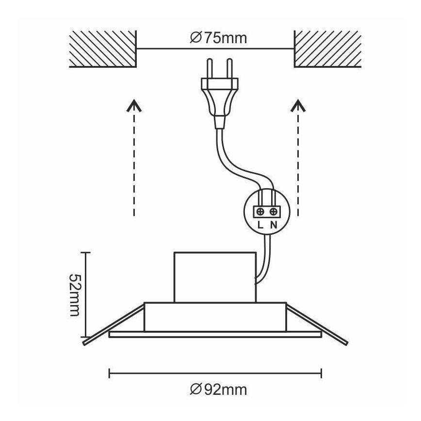 LED-kattovalaisin kylpyhuoneeseen LED/7W/230V 3000K hopea IP44
