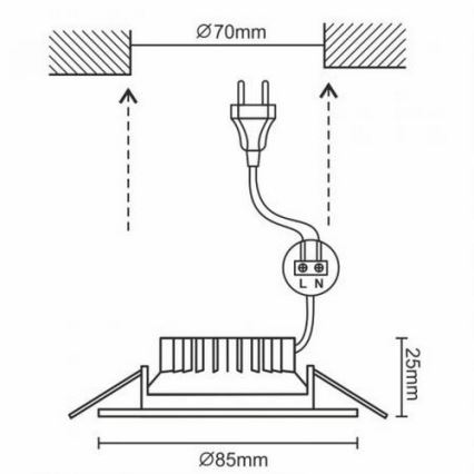 LED-kattovalaisin kylpyhuoneeseen LED/7W/230V 4000K hopea IP44