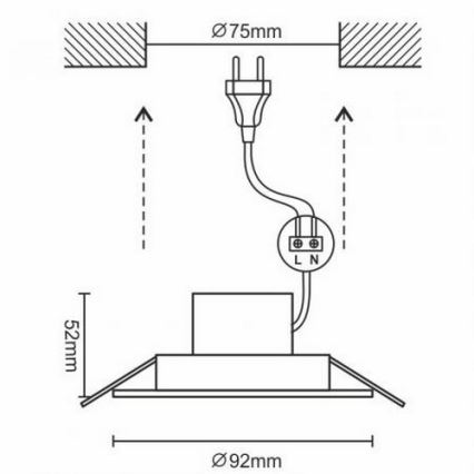 LED-kattovalaisin kylpyhuoneeseen LED/7W/230V 4000K valkoinen IP44