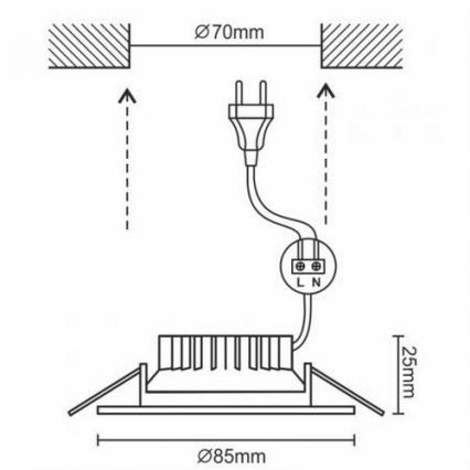 LED-kattovalaisin kylpyhuoneeseen LED/7W/230V 4000K valkoinen IP44
