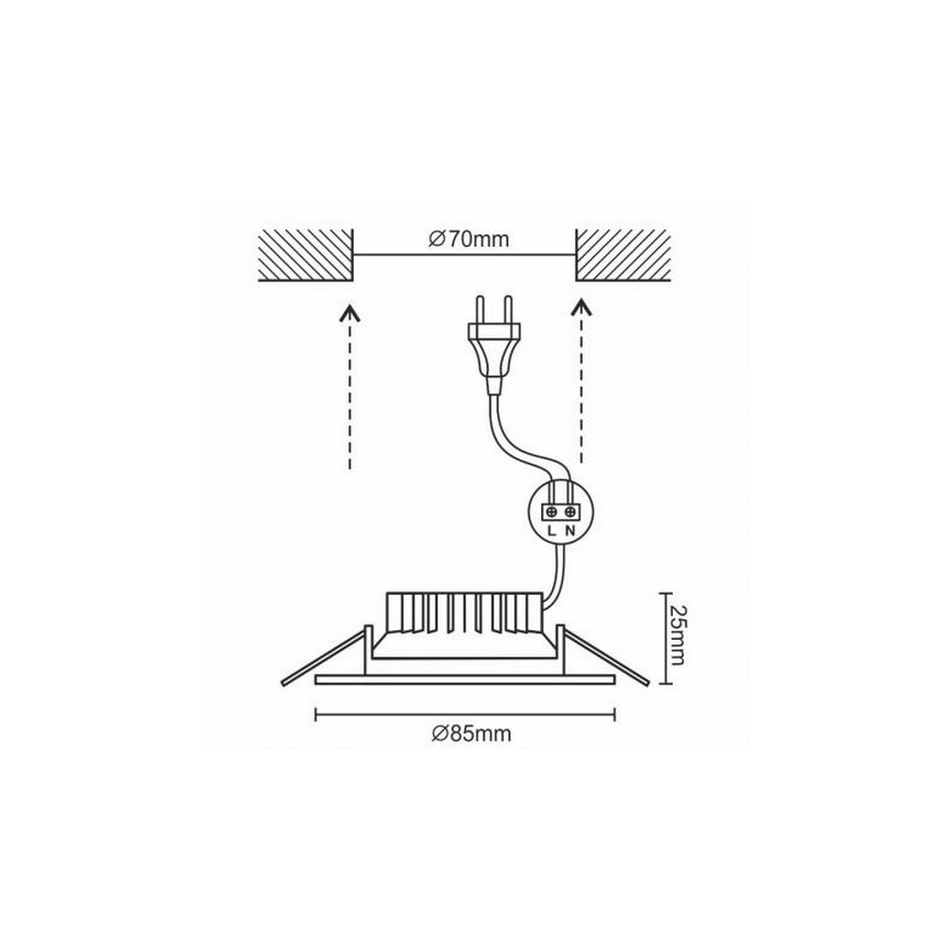 LED-kattovalaisin kylpyhuoneeseen LED/7W/230V 4000K valkoinen IP44