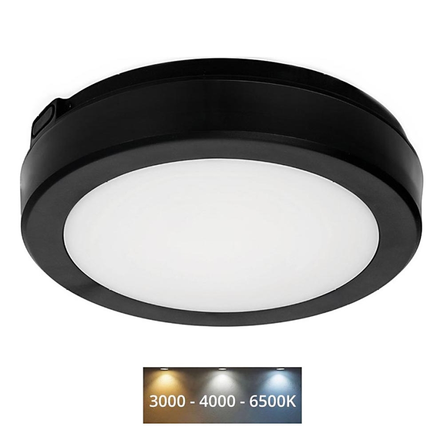LED-kattovalaisin kylpyhuoneeseen NAIROS LED/12W/230V 3000/4000/6500K IP65 halkaisija 20 cm musta