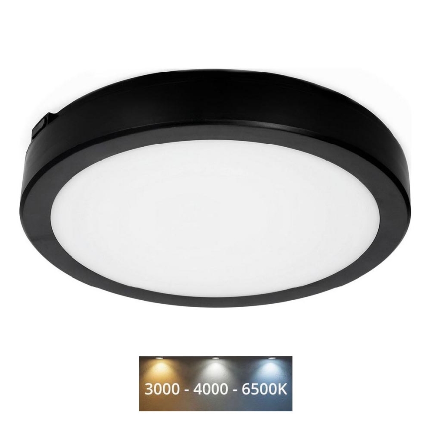 LED-kattovalaisin kylpyhuoneeseen NAIROS LED/18W/230V 3000/4000/6500K IP65 halkaisija 30 cm musta