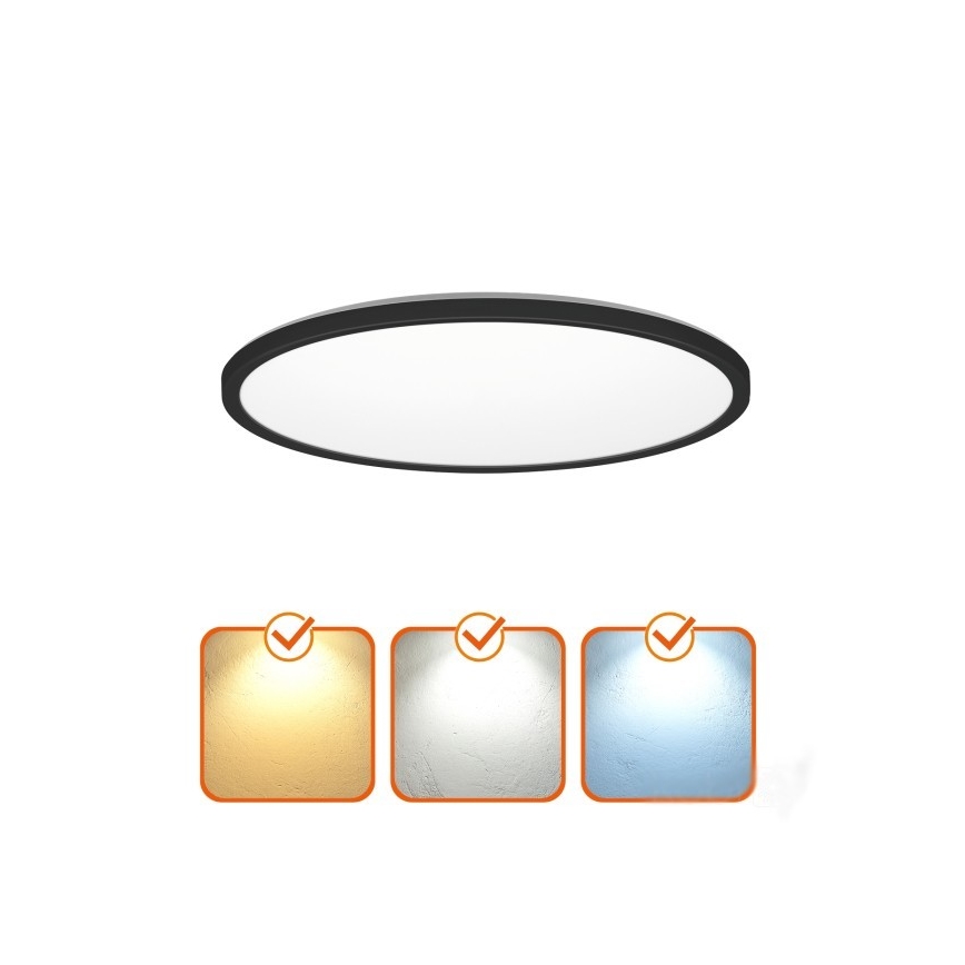 LED-kattovalaisin kylpyhuoneeseen NIVERA LED/32W/230V IP54 3000/4000/6000K halkaisija 42 cm musta