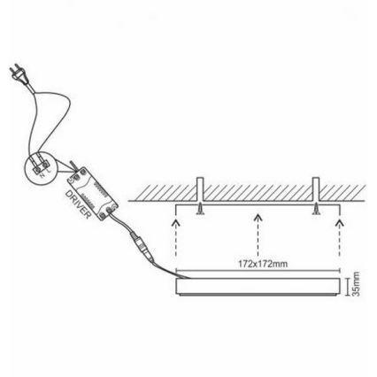 LED-kattovalaisin LED/12W/230V 4000K 17,2x17,2 cm