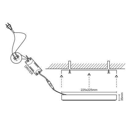 LED-kattovalaisin LED/18W/230V 4000K 22,5x22,5 cm