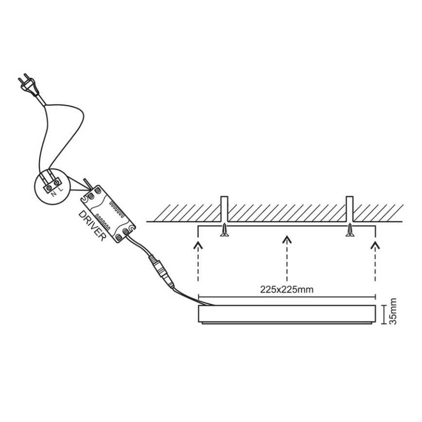 LED-kattovalaisin LED/18W/230V 4000K 22,5x22,5 cm