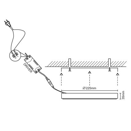 LED-kattovalaisin LED/18W/230V 4000K halkaisija 22,5 cm