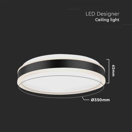 LED-kattovalaisin LED/18W/230V 4000K musta