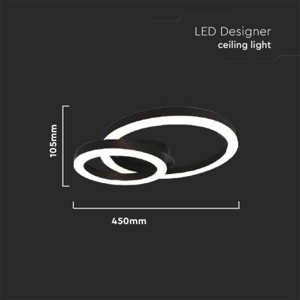 LED-kattovalaisin LED/20W/230V 3000K musta