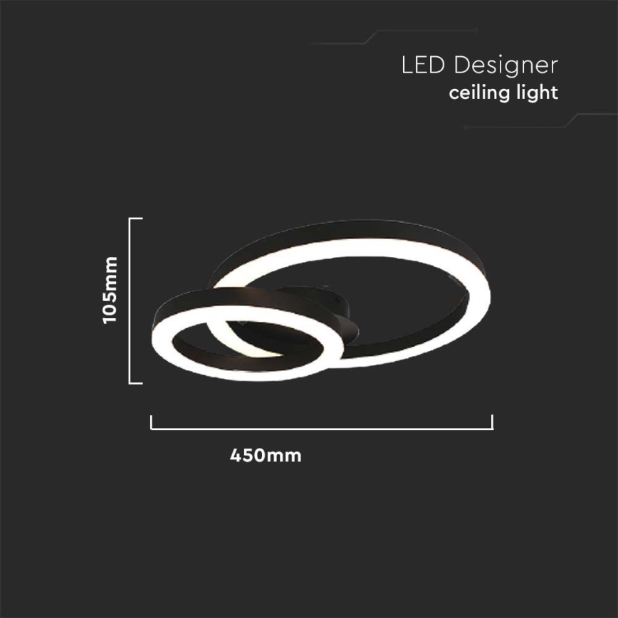 LED-kattovalaisin LED/20W/230V 3000K musta